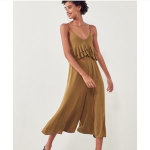 Silence + Noise Callista Cupro Ruffle Jumpsuit